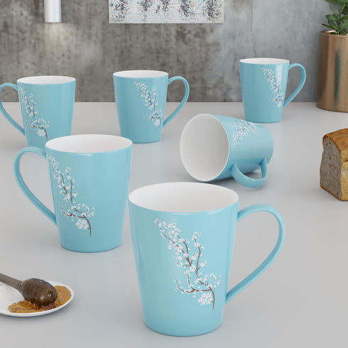 Blossom Blue Coffee Mug Set (Set of 6) - The Earth Store - Mug Set